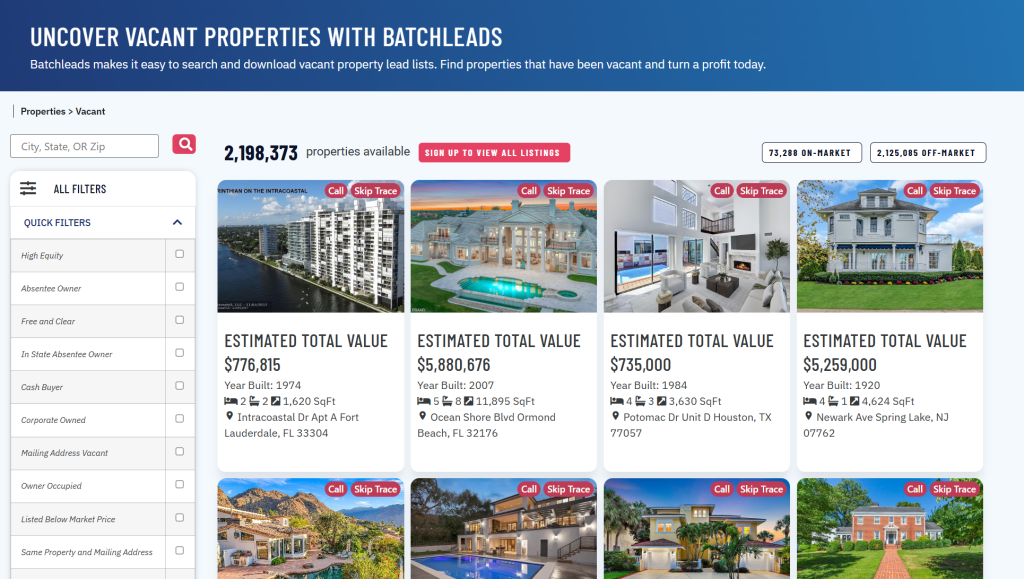 uncover vacant properties with batchleads